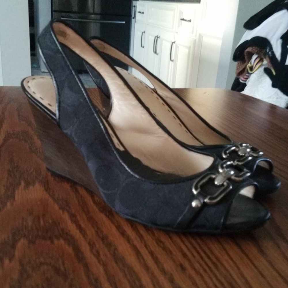 Like new coach sling back wedge!